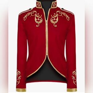 Red Costume Jacket Gold Embroidery Sz M Palace Prince Uniform Circus  Halloween